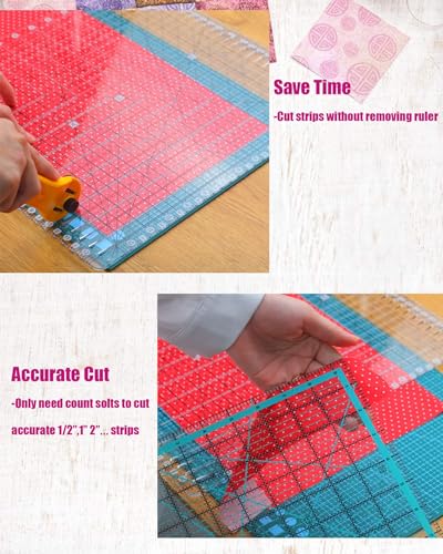 Quilting Ruler- 12.5 * 12.5" Slotted Rulers for Quilting and Sewing Quilt Strip Rulers for Fabric Precise Cutting - color: White