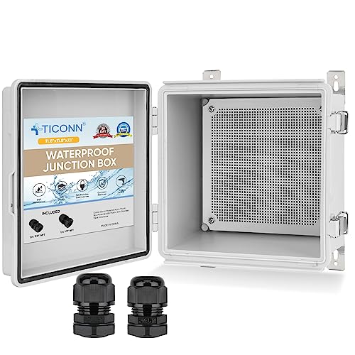 TICONN Outdoor Electrical Box Waterproof, ABS IP67 Junction Box Enclosure - color: Off-white, size: 11.8"x11.8"x7.1"
