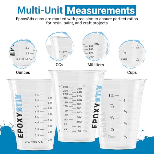 [100 Pack] NEW SIZE 12oz Graduated Mixing Cups - Durable PET, Clear Measurement Markings in oz, mL and cups - For Resin, Paint, Mixing and Crafts - size: Pack of 100