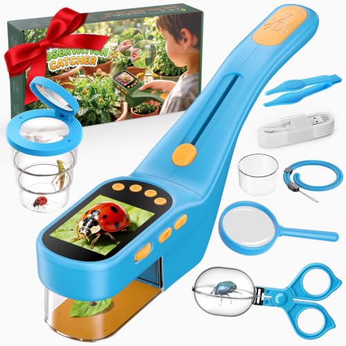 Handheld Microscope for Kids, Outdoor Explorer STEM Toy with Bonus Tools, 2.4" IPS Screen, Ergonomic Grip, Digital Camera, Photo/Video, Magnifier, Science Kit – Gift for Boys & Girls Age 3-12 - color: Dark Blue