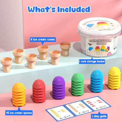 NEOROD Ice Cream Toys for Toddlers 1-5, Montessori Counting Manipulatives - style: ice cream