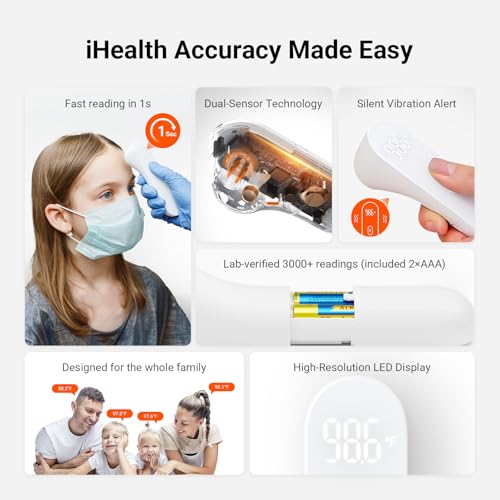 iHealth No-Touch Forehead Thermometer for Adults, Kids, Babies PT3 - color: White