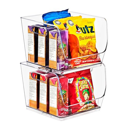 Sorbus Clear Pantry Organizer with Stackable Storage Bins, Open Front - size: Medium Square, style: 2 Pack