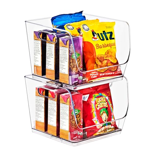 Sorbus Clear Pantry Organizer with Stackable Storage Bins, Open Front - size: Medium Square, style: 2 Pack