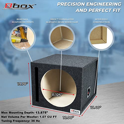 Atrend Bbox 12SVSC Single Vented 12 Inch Subwoofer Box - Premium Subwoofer Box Improves Audio Quality, Sound & Bass - Car Subwoofer Boxes & Enclosures with Nickel Finish Terminals - size: 12 inch, style: VENTED