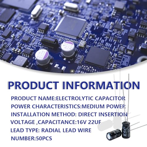 50 Pcs Electrolytic Capacitor 22uF 16V Aluminum Radial Electrolytic Capacitors - style: 16V 22uF