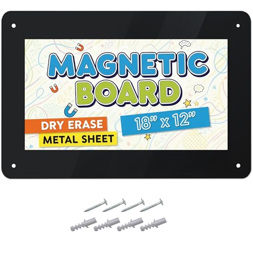 Magnetic Board Magnet Board for Wall Metal Sheets for Magnets Black 18x12” - color: Black
