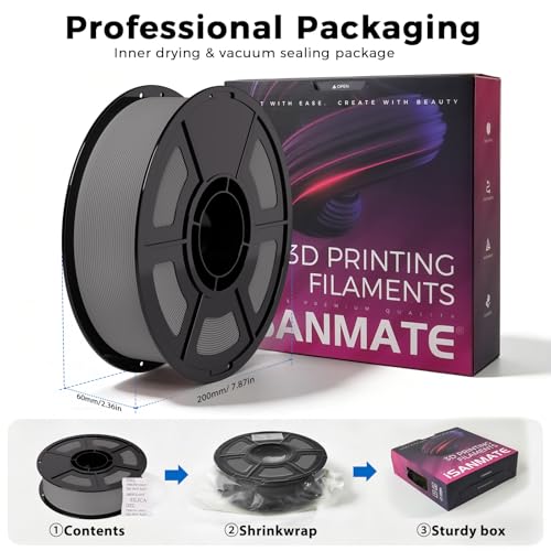 iSANMATE Matte PLA Filament 1.75mm Grey PLA 30-300mm/s 1KG for Bambu Lab - color: Nardo Gray