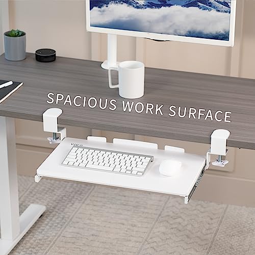 VIVO White Clamp-on 20 x 11 in Keyboard Tray, MOUNT-KB05ES-W - color: White, size: 20 inch