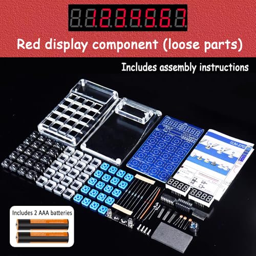 Soldering Practice Kit DIY 7-Digit LED Display Electronics Calculator - color: red