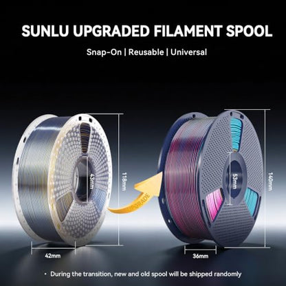 SUNLU Silk Rainbow PLA Filament, Multicolor Silk 3D Printer Filament 1.75mm +/- 0.02mm, Fast Color Change Each 8 Meters, 330 Meters, 1kg/2.2lbs, Silk Rainbow Filament(Cyan-Magenta-Blue) - color: Silk Rainbow 06