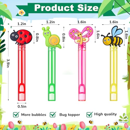Civaner 24 Pcs Mini Bug Bubble Wands Bulk Insect Party Favors Bug Toys for Insect Spring Summer Party Supplies Christmas Birthday Gift Goodie Bag Stocking Stuffer Fillers Classroom Prizes Treats