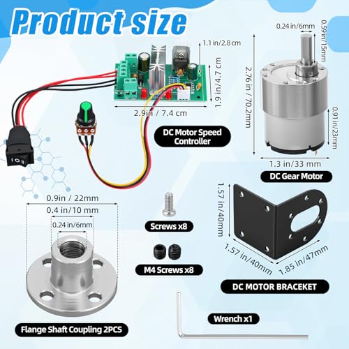 Copkim 12V DC Geared Motor Kit, 60rpm - style: 60rpm