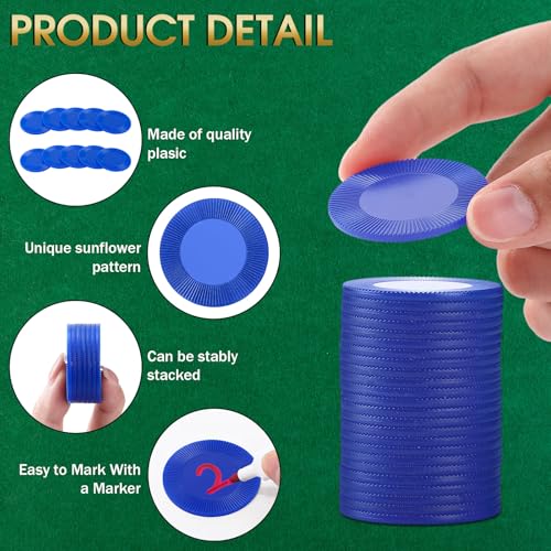 Leitee 1000 Pcs Plastic Poker Chips, 38 mm Interlocking Game Tokens, Blue - color: Blue
