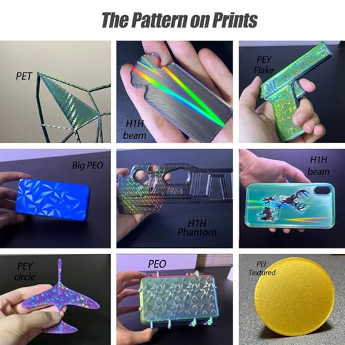 257x257mm H1H Holographic Build Plate for Bambu Lab X2D/P2S/X1C/X1/X1E/P1P/P1S/A1, Double Sided Print Bed Light Beam+Phantom Spring Steel Plate Print Bed for Bambu Labs 3D Printer - color: H1H