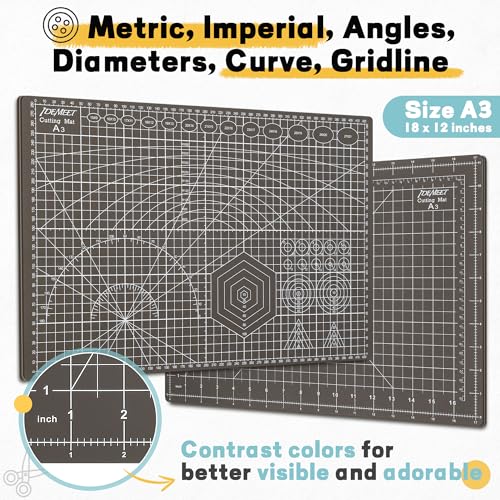 Self Healing Cutting Mat 18" x 12", A3 Double-Sided for Sewing & Quilting - color: Espresso Brown, size: A3:17.8''x11.9''