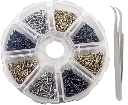 Wooden Tiny Nails 2/5inch 1/3inch 1/4inch for DIY Decorative Pictures Wooden Boxes Household Accessories 1600pcs Gold Silver Bronze Hardware Nails+Tweezers (Boxed Nails)