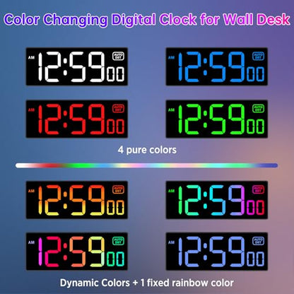Soobest Large LED Digital Wall Clock 8 RGB Color Changing Display - color: 10.2" Multicolor