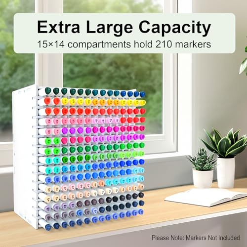 Marker Organizer, 210-Slot Marker Holder with Adjustable Dividers - size: 210 Holes