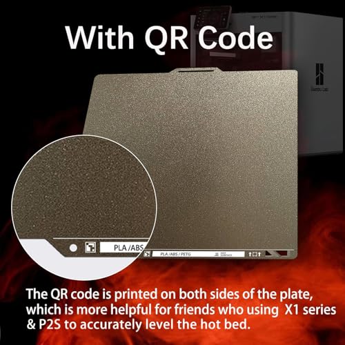 Upgraded Thicker Textured PEI Plate 0.77mm with QR Code for Bambu Lab P1S/P2S/P1P/X1/X1C/A1/X2D 3D Printer, 257x257mm Dual-Textured Plate, Heated Bed Magnetic Flexible Spring Steel PEI Sheet Plate - color: Gold