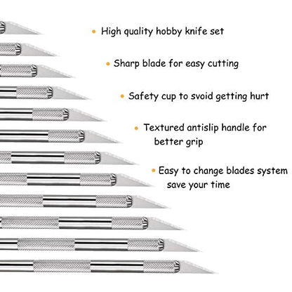 Mudder 15 Pack Exacto Knife Set, Craft Knives Hobby Knife, Silver - color: Silver
