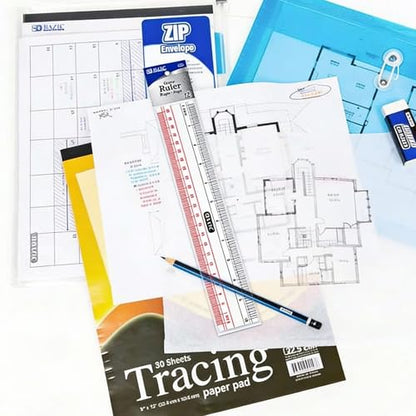 BAZIC Products Claro 12 in Clear Plastic Ruler, Inch & Metric, 24-Box - size: 24-Pack