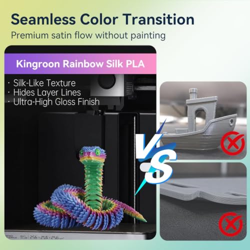 Kingroon Silk PLA Filament 1.75mm Rainbow Filament 3D Printer Filament Color Changing Filament 1kg Dimensional Accuracy ±0.02mm,Fit Most 3D Printers(Lovely) - color: 1kg Lovely