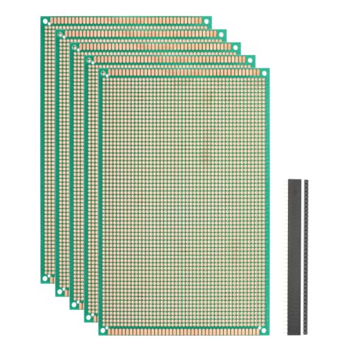 5Pcs 18x12cm PCB Prototype Board w 40-Pin Headers, Green - size: 18x12cm(2.54mm Pitch/1.5mm T)