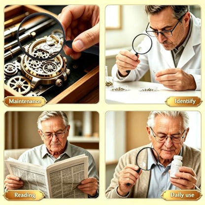 Feosky Handheld Magnifier for Reading,10X Magnifying Glass,75mm(Black) - size: 75mm