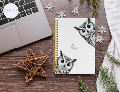 Cute Owl Notebook Journal, Ostrich Gifts - color: Owl, style: White