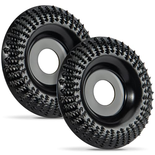2Pcs Wood Carved Disc Grinder Grinding Wheel Disc 4 Inch, Wood Grinding Shaping Disc for Angle Grinder, for Angle Grinder for 5/8 Inch Mandrel