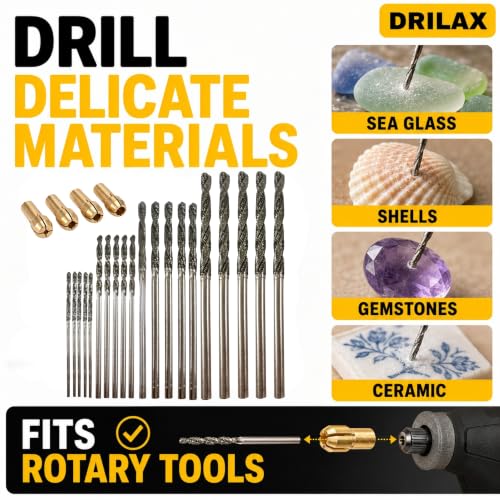 Drilax Diamond Drill Bits 24-Pc 1mm to 2.5mm Compatible with Dremel Bits - size: 1mm - 2.5mm