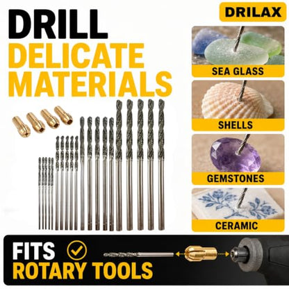 Drilax Diamond Drill Bits 24-Pc 1mm to 2.5mm Compatible with Dremel Bits - size: 1mm - 2.5mm