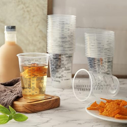 40PCS Measuring Mixing Cups, Little Cook 8oz Disposable Clear Plastic Resin Epoxy Paint Mixing Cups with 40pcs Wooden Stirring Sticks
