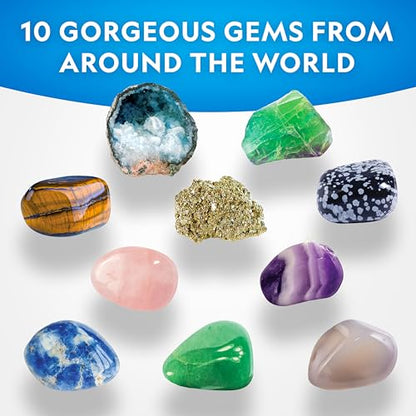 National Geographic Gemstone Dig Kit with 10 Real Gemstones for Kids - style: 10-gem Brick