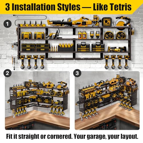 XLarge 64''W Power Tool Organizer Wall Mount, Charging Station, 4-Tier - size: 64''Width (POWER STATION)