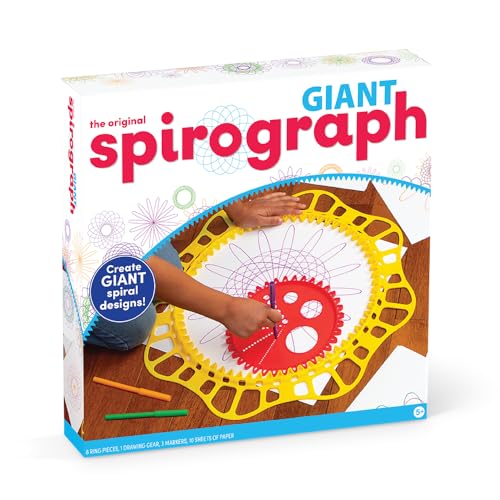 Spirograph Giant, Arts and Crafts, Kids Toys, Art Supplies, Craft Supplies, Drawing Kit, Spiral Art, Classic Gear Design Kit, Markers, Ages 8+ - style: GIANT INDOOR