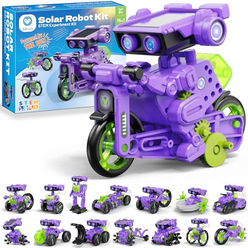 Sillbird Solar Building Robot Kit Educational STEM Gift for Boys Aged 8-12 - color: Purple-green