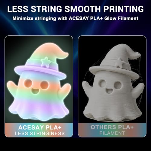 Glow in the Dark PLA+ Filament, 1KG(2.2lbs), Raindow, 1.75mm - color: Crystal Rainbow