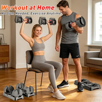 25/50lbs Adjustable Dumbbell Set of 2, 5-in-1 Free Weights Set - size: 25LBS Pair - B