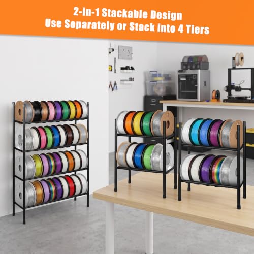 4-Tier 3D Printer Filament Storage Rack, Expandable Spool Organizer - size: 4-Tier