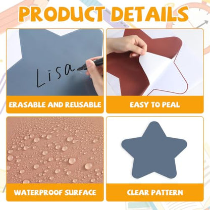 48Pcs Large Star Dry Erase Dots for Classroom Table, 12inch, Boho - color: Boho