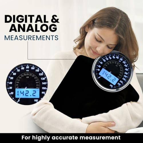 EILISON 2-in-1 Digital & Analog Bathroom Scale, 400 lbs, Large Display - color: Black