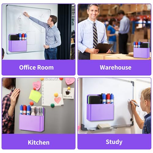 Camelmother 2Pcs Magnetic Dry Erase Marker Holder For Whiteboard Fridge - color: Purple