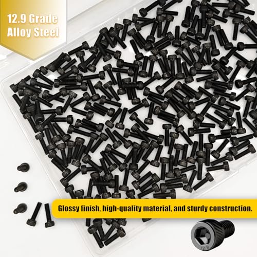 M3x10mm Screws 250pcs Hex Socket Cap 12.9 Steel Black Zinc Fully Thread - size: M3*10mm 250pcs