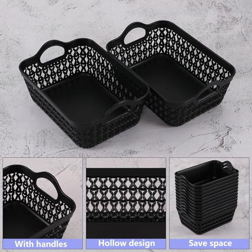 12-Pack Plastic Shallow Storage Baskets Trays, Mini Desktop Basket, Black - size: Small