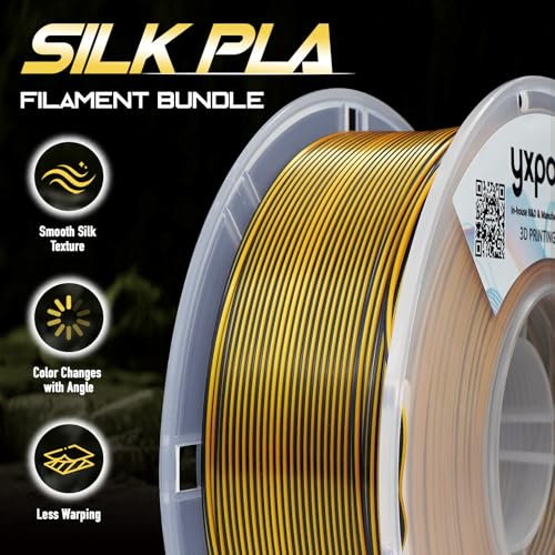 YXPOLYER Silk PLA Filament Dual Color 3D Printer Filament 1.75mm 1kg - color: Black&gold
