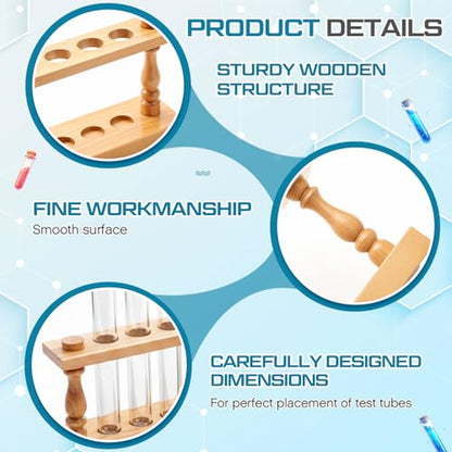 1 Pcs Wooden Test Tube Rack Accommodates 12 Tubes up to 22mm Diameter Laboratory Wood Construction Test Tube Holder
