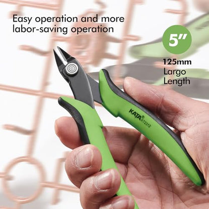KATA Mini Flush Cutters, 5 Inch Precision Wire Cutter Plier for Electronics - color: 1 Pack 5" Green