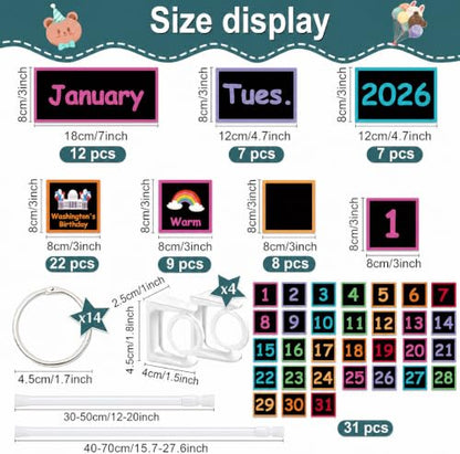 96 Cards Classroom Bulletin Board Decorations Set for Teachers,Flip Calendar with Holder for Classroom,Adjustable Calendar,Preschool Elementary Home Decor Supplies（Chalkboard Vibrant） - style: Chalkboard Vibrant